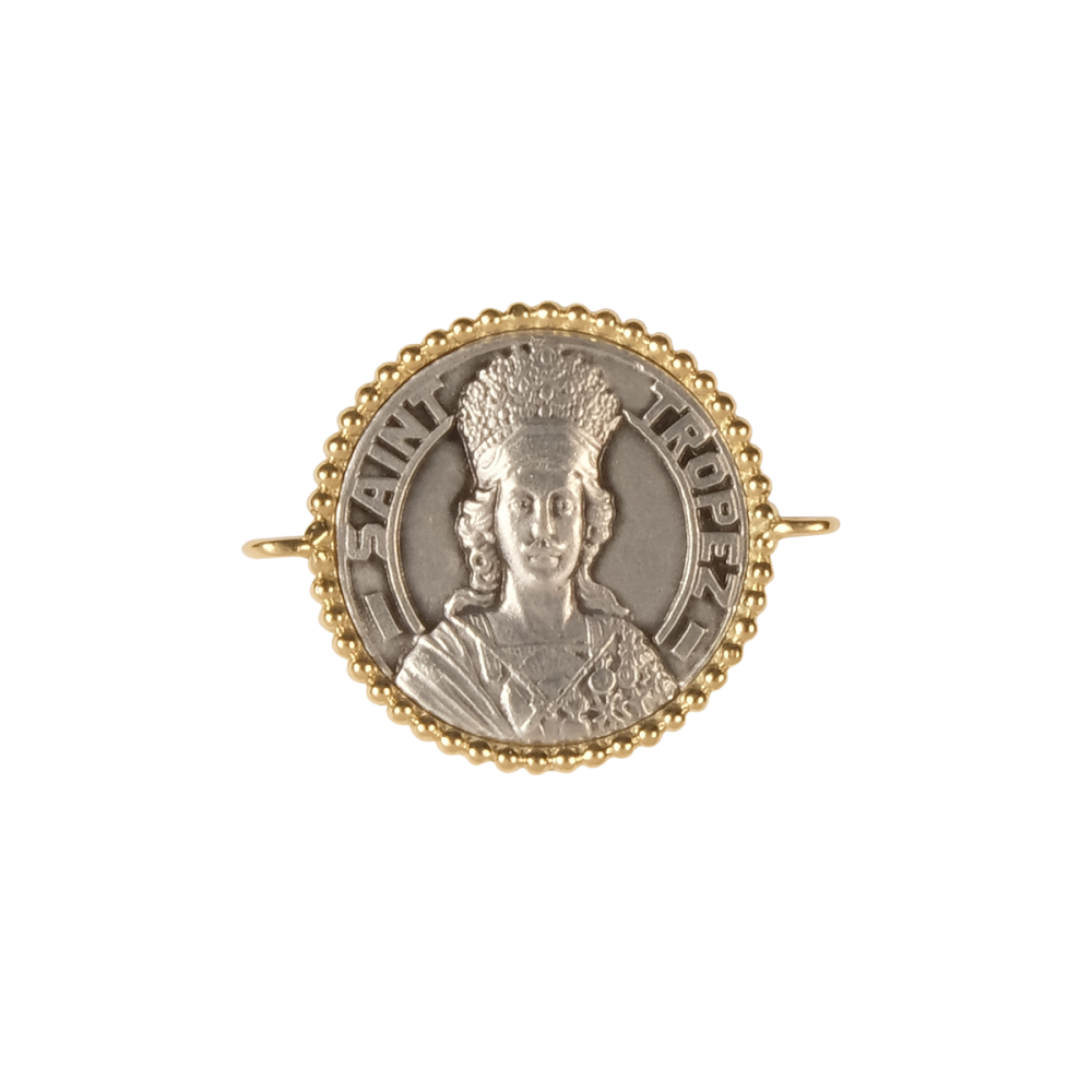 Médaille - Bracelet argent/or Jaune - 16mm - La Médaille de Saint-Tropez